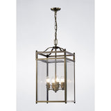 Aston Square 4 Light Lantern Chandelier - Antique Brass