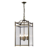 Aston Square 4 Light Lantern Chandelier - Antique Brass