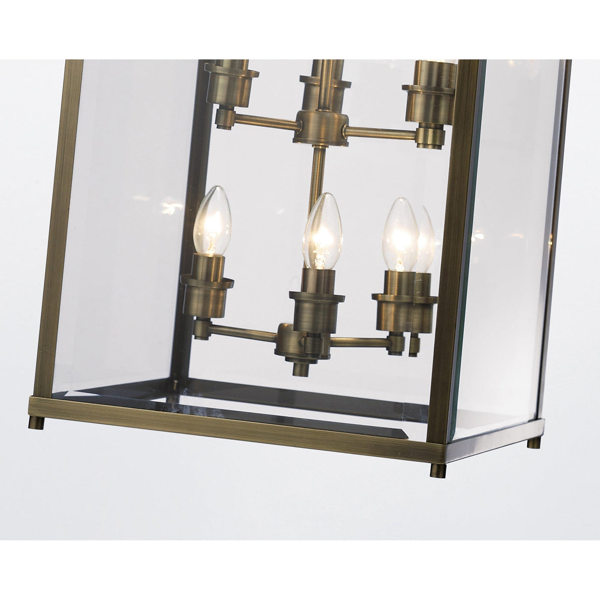 Aston Square 6 Light Lantern Chandelier - Antique Brass