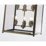 Aston Square 6 Light Lantern Chandelier - Antique Brass