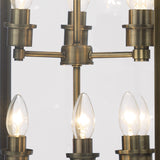 Aston Square 6 Light Lantern Chandelier - Antique Brass