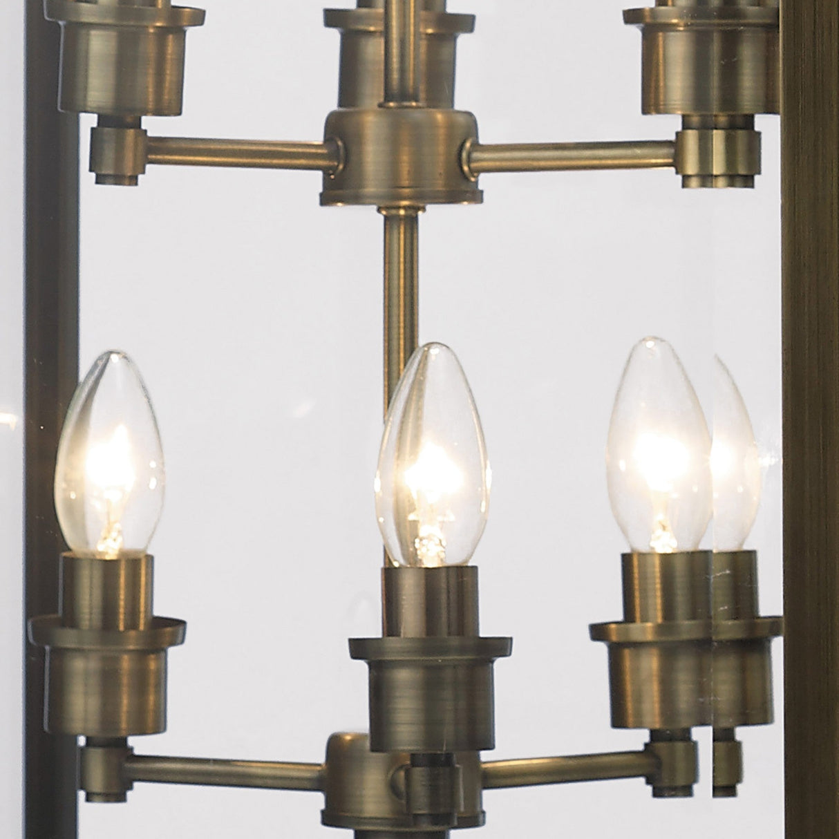 Aston Square 6 Light Lantern Chandelier - Antique Brass