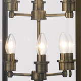 Aston Square 6 Light Lantern Chandelier - Antique Brass