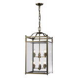 Aston Square 6 Light Lantern Chandelier - Antique Brass