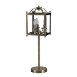 Aston 3 Light Glass Table Lamp - Antique Brass
