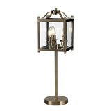 Aston 3 Light Glass Table Lamp - Antique Brass