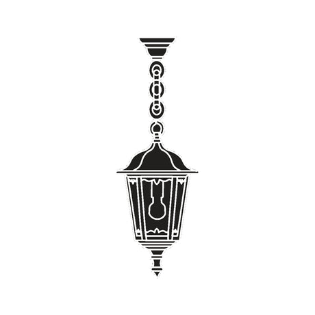 Astragal Copper Top Outdoor Pendant Light, a black hexagonal lantern with glazed glass panels and E27 bulb, hung from a linked chain on a plain white background.