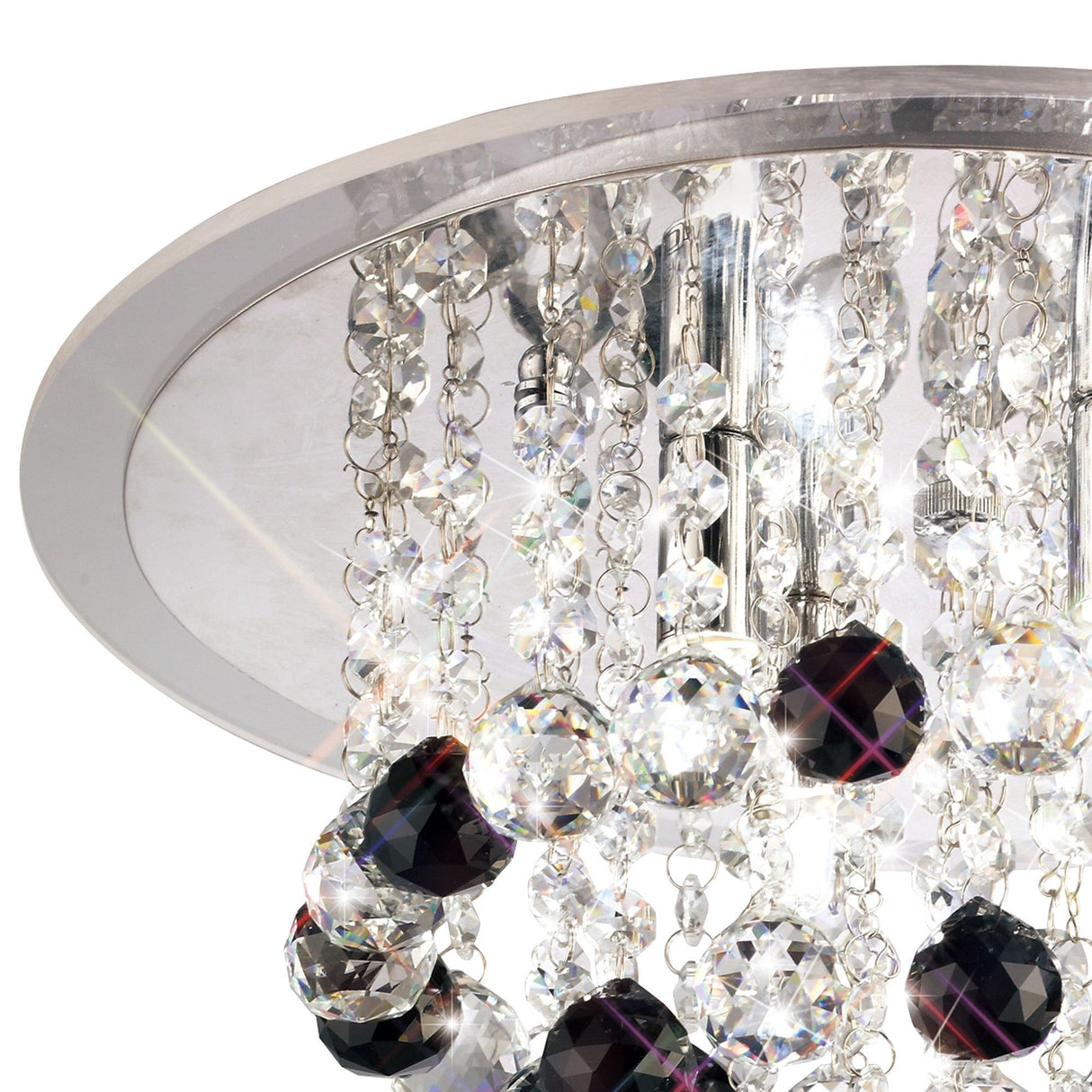 Atla 4 Light Crystal Semi-Flush Ceiling Light – Polished Chrome & Black