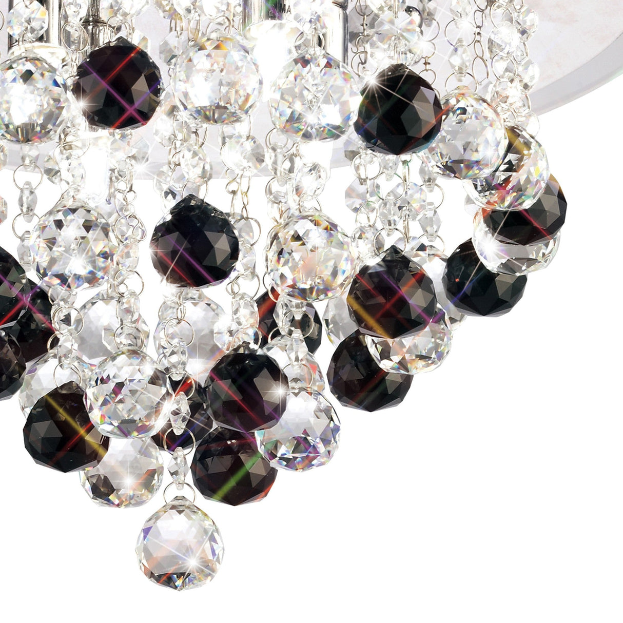 Atla 4 Light Crystal Semi-Flush Ceiling Light – Polished Chrome & Black