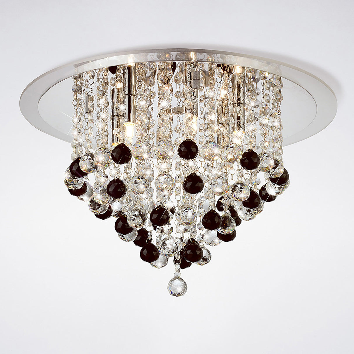 Atla 6 Light Crystal Semi-Flush Ceiling Light – Polished Chrome & Black