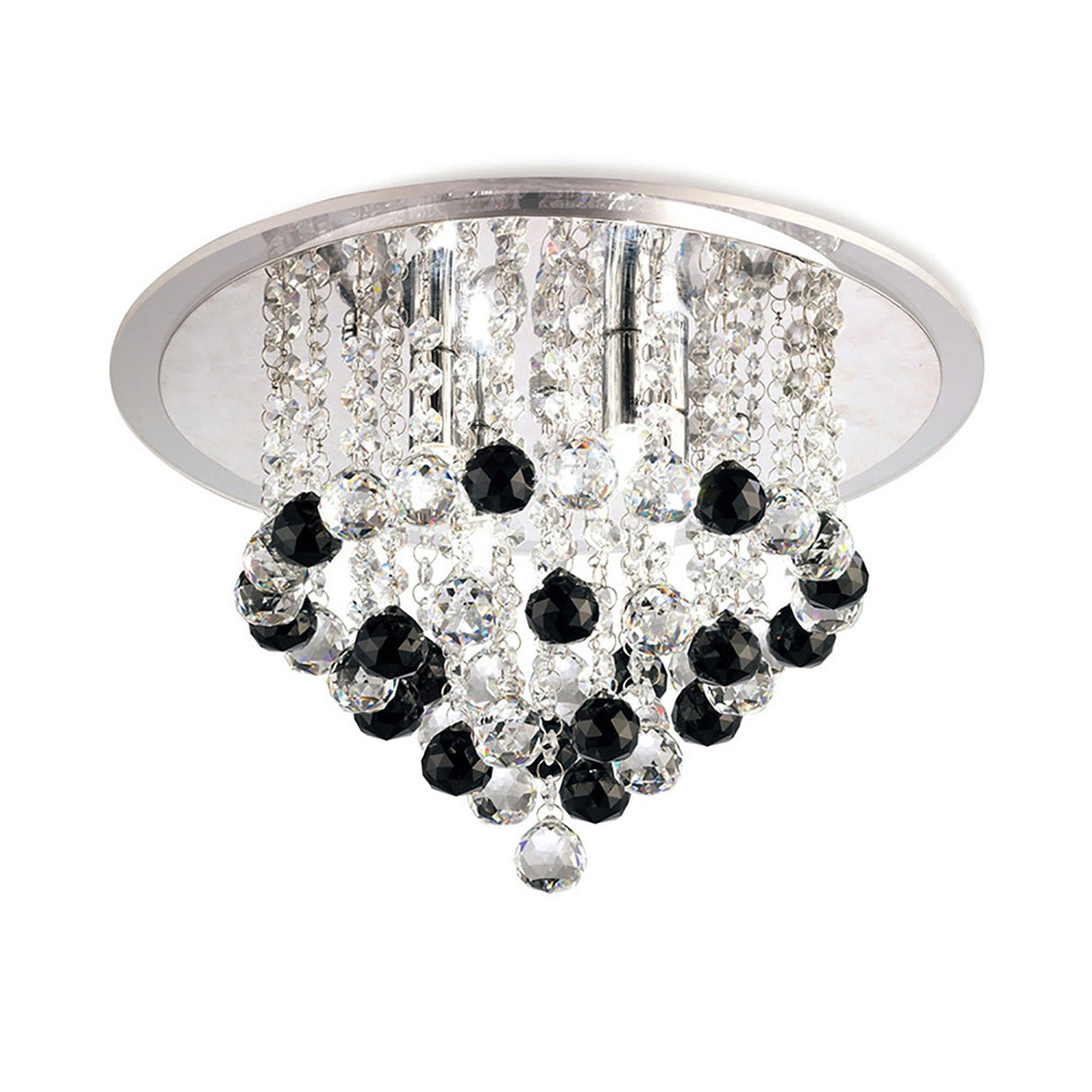 Atla 6 Light Crystal Semi-Flush Ceiling Light – Polished Chrome & Black