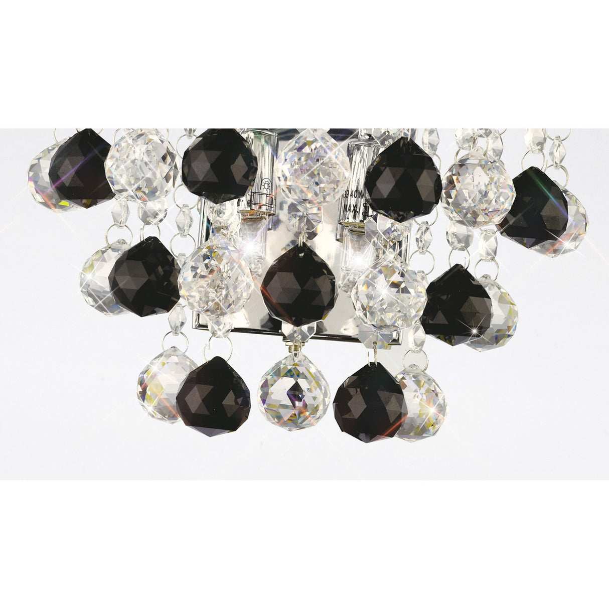 Atla 2 Light Crystal Wall Light With Switch - Chrome/Black