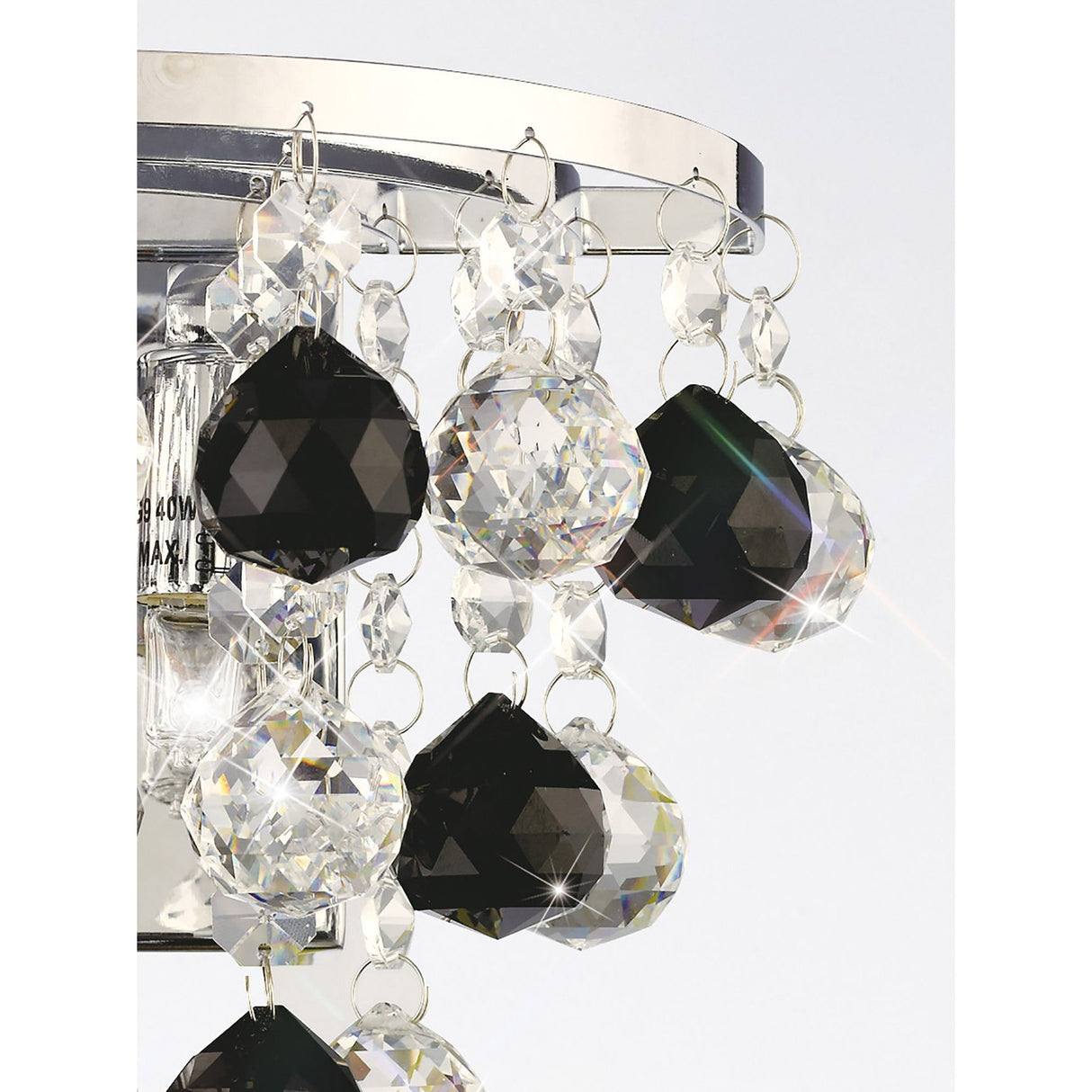 Atla 2 Light Crystal Wall Light With Switch - Chrome/Black