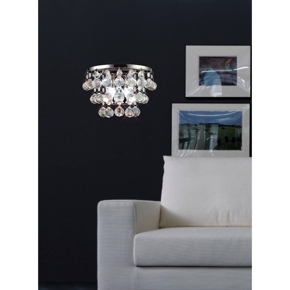Atla 2 Light Crystal Wall Light With Switch - Chrome