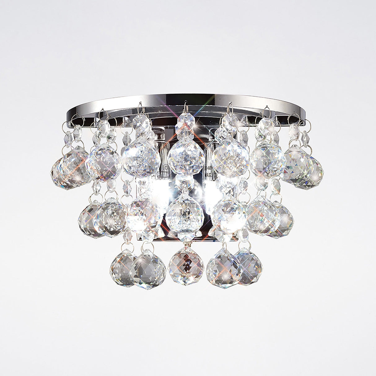 Atla 2 Light Crystal Wall Light With Switch - Chrome