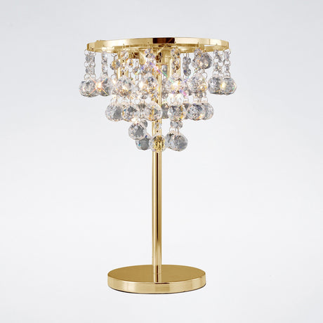 Atla 3 Light Crystal Table Lamp - French Gold