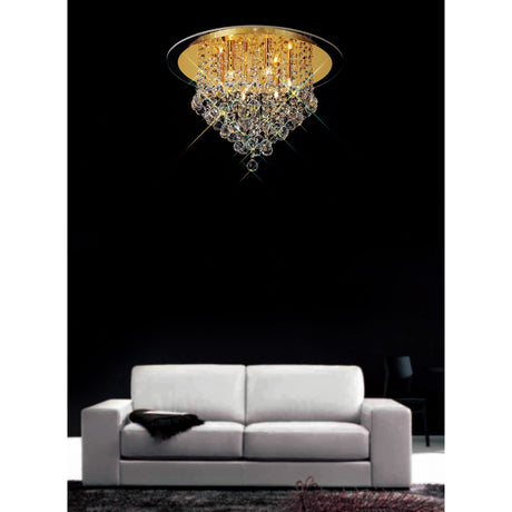 Atla 6 Light Crystal Semi-Flush Ceiling Light – French Gold
