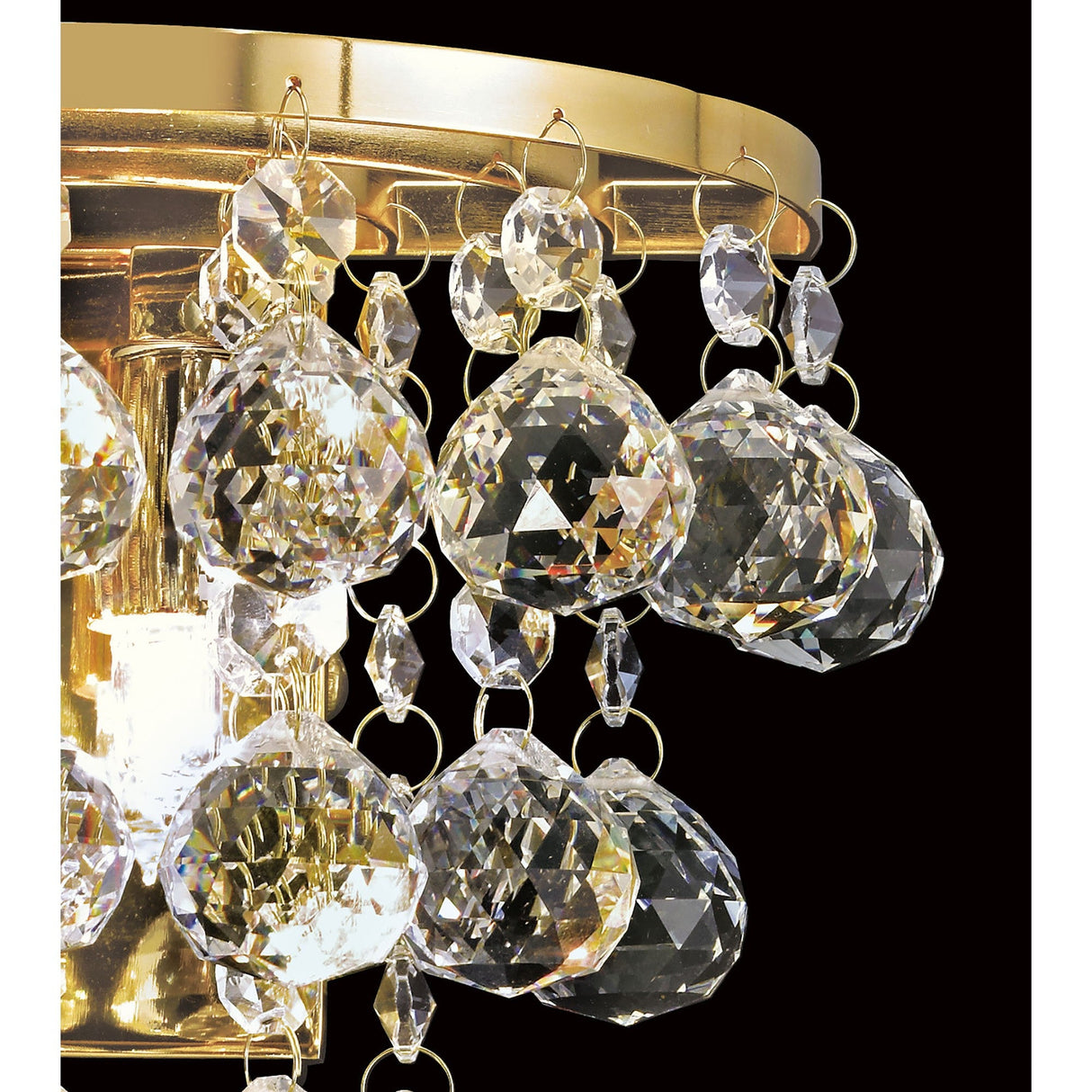 Atla 2 Light Crystal Wall Light With Switch - Gold