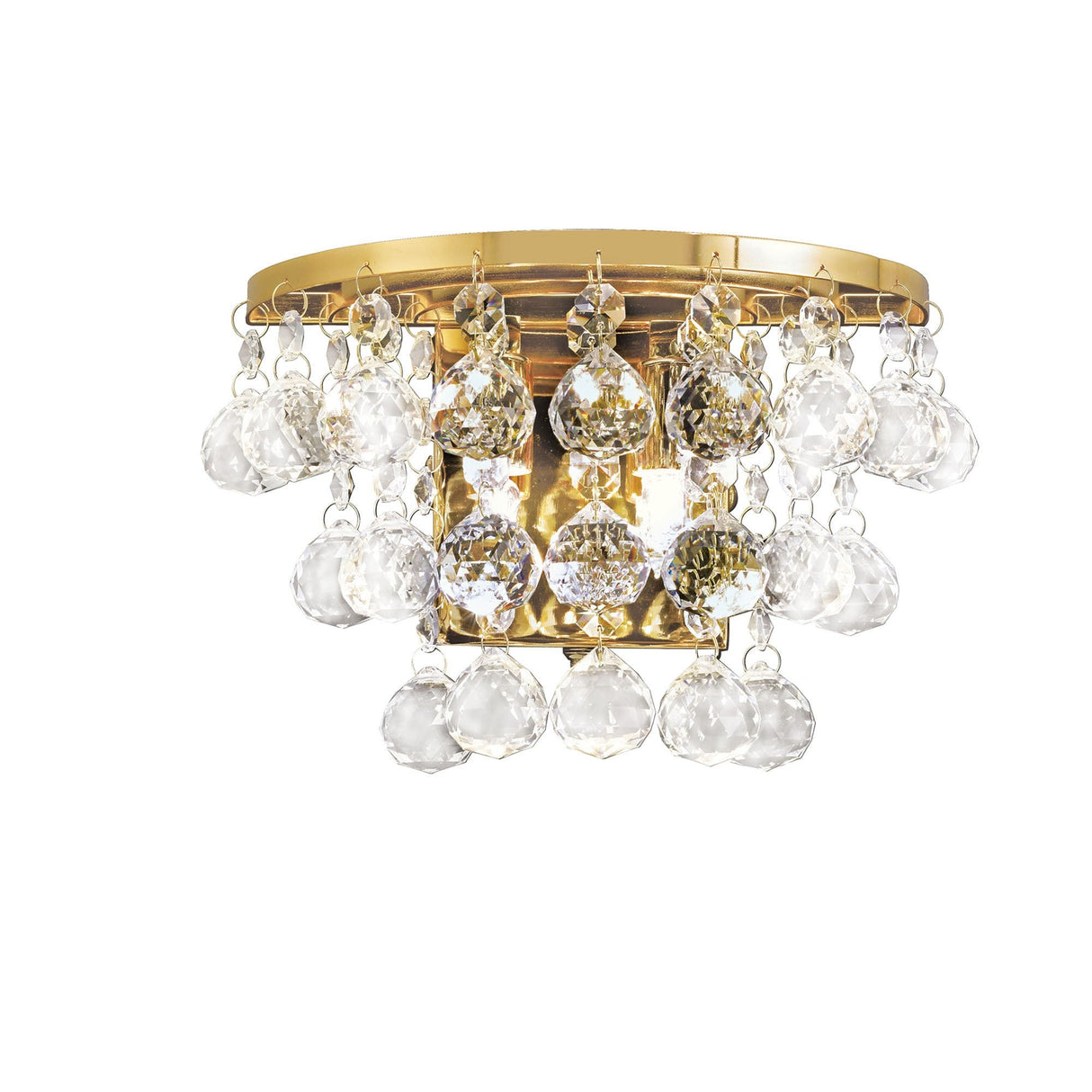Atla 2 Light Crystal Wall Light With Switch - Gold