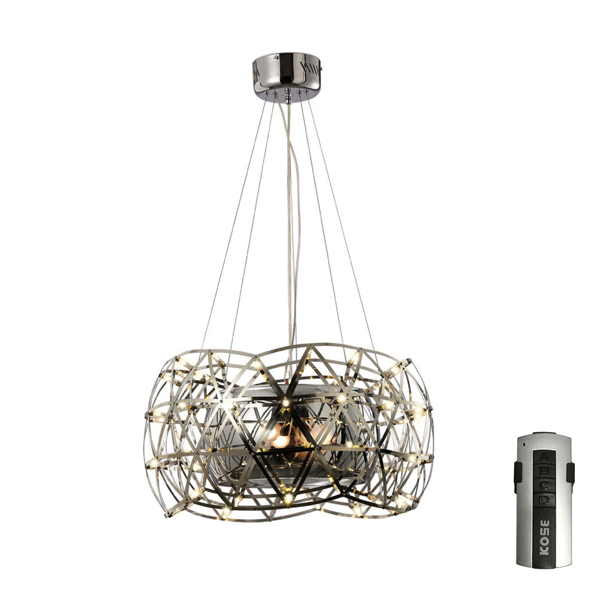 Atria 65cm 3 Light Chandelier With Remote Control - Chrome