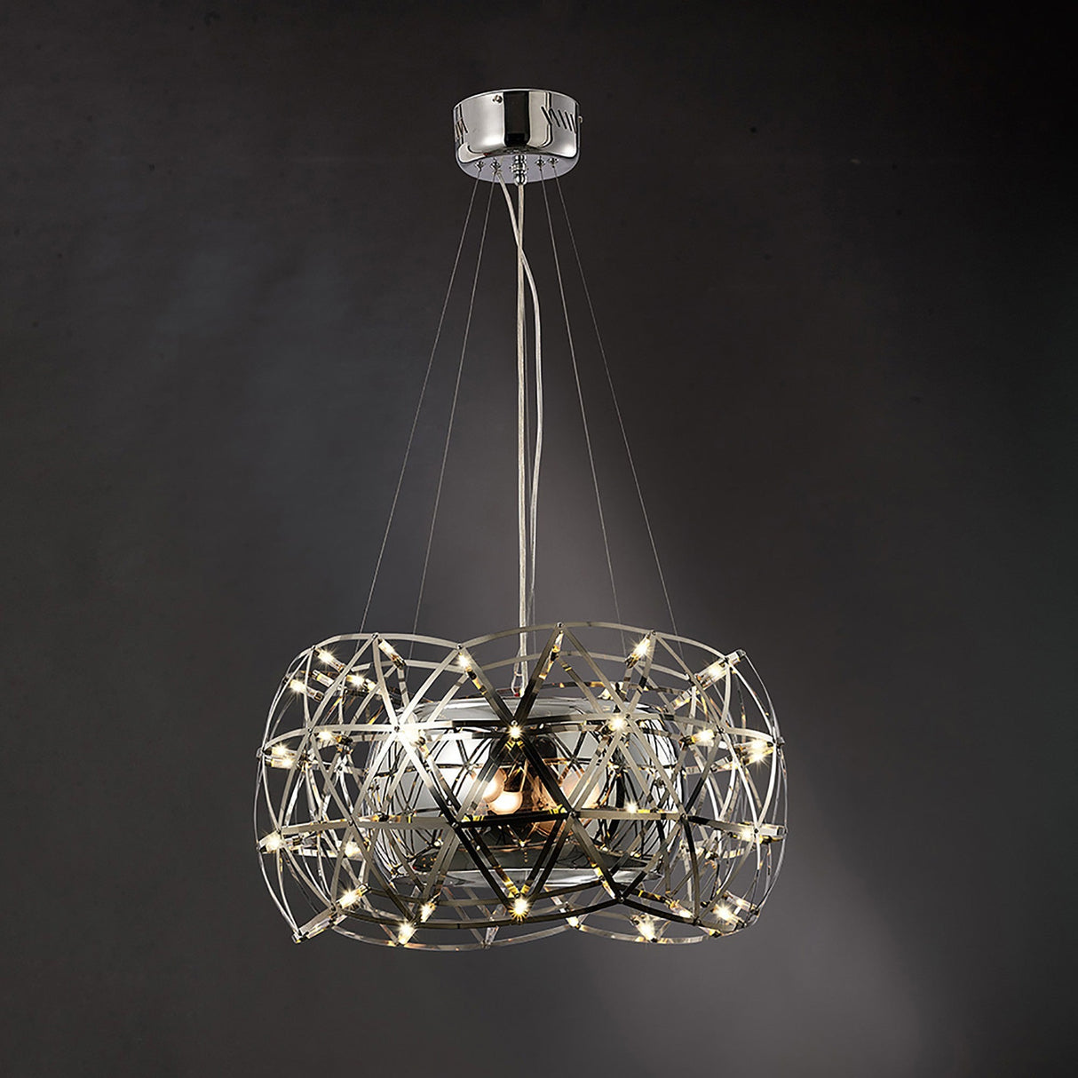 Atria 65cm 3 Light Chandelier With Remote Control - Chrome