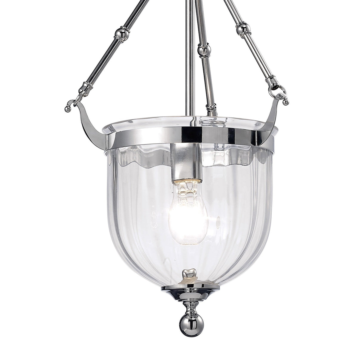 Aubrey 31cm 1 Light Glass Pendant Light - Polished Chrome