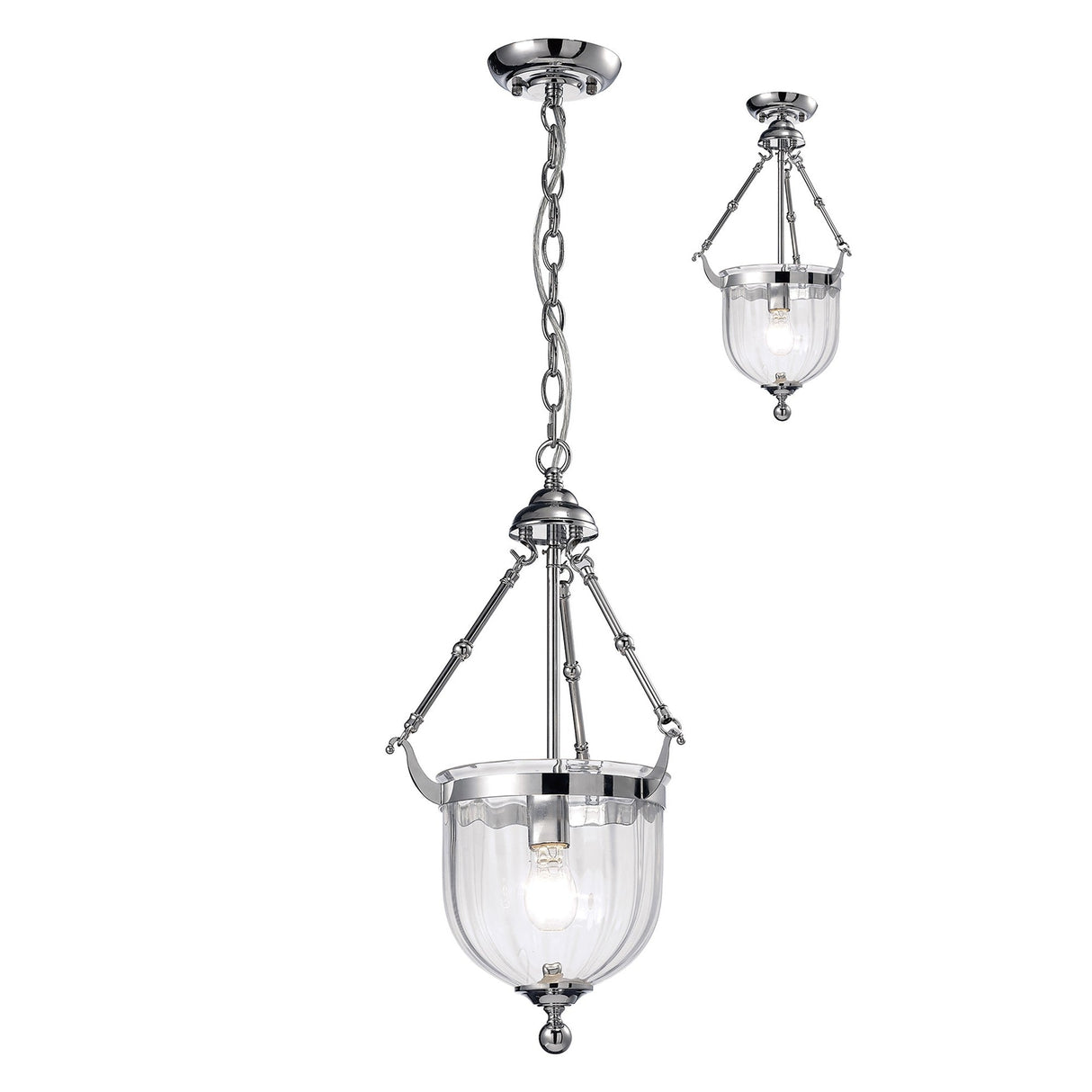 Aubrey 31cm 1 Light Glass Pendant Light - Polished Chrome