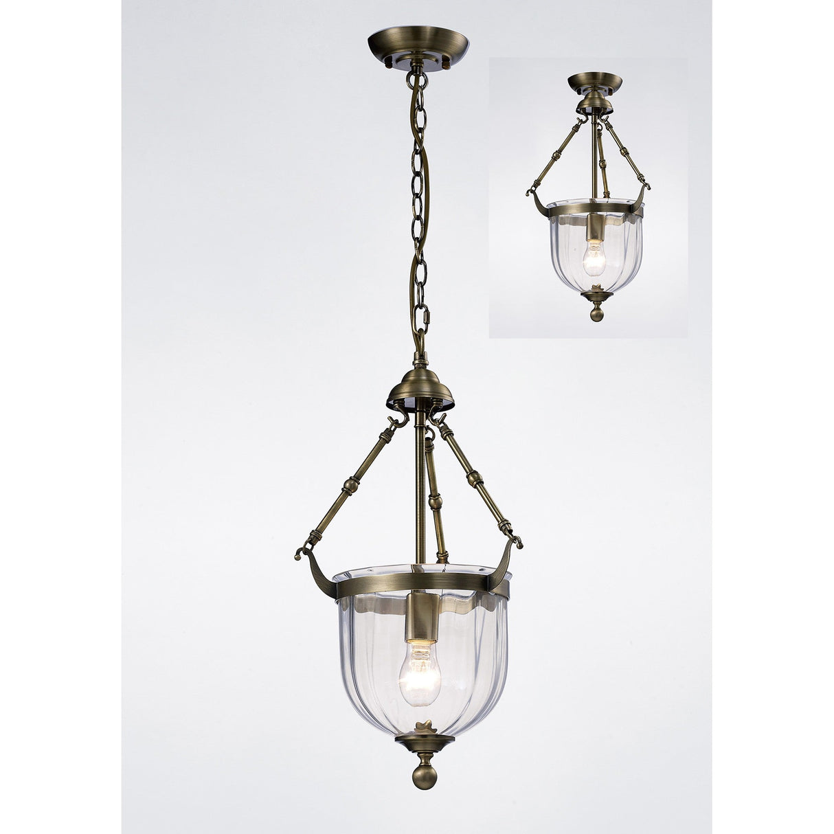 Aubrey 31cm 1 Light Glass Pendant Light - Antique Brass