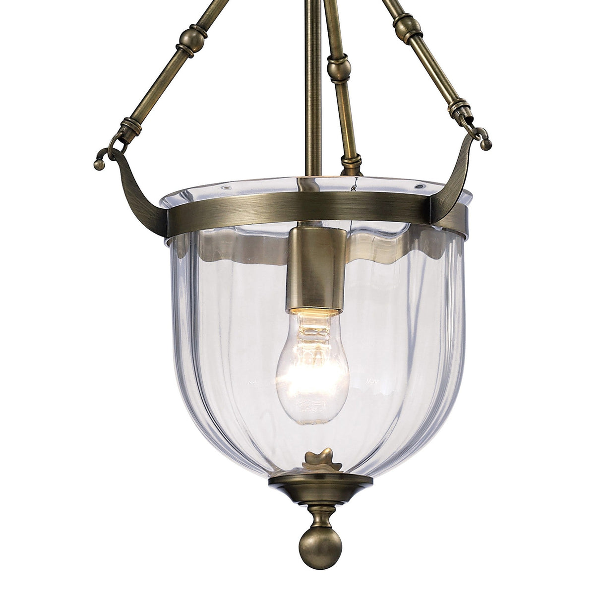 Aubrey 31cm 1 Light Glass Pendant Light - Antique Brass