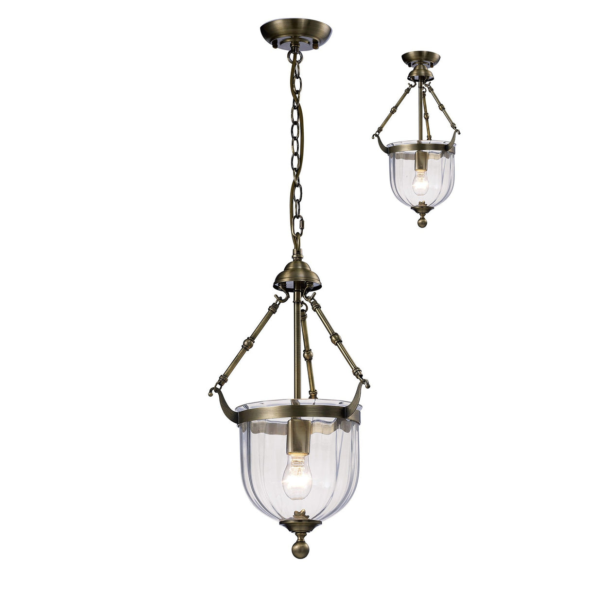 Aubrey 31cm 1 Light Glass Pendant Light - Antique Brass