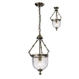 Aubrey 31cm 1 Light Glass Pendant Light - Antique Brass
