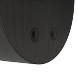 Close-up of the Auro LED Ceiling Light in black, showing the round brushed aluminium backplate with two visible mounting screw holes.