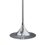The image shows the lower part of the Ava 5 Light Crystal Floor Lamp with a polished chrome trumpet-shaped base, adding an elegant touch to contemporary lighting.