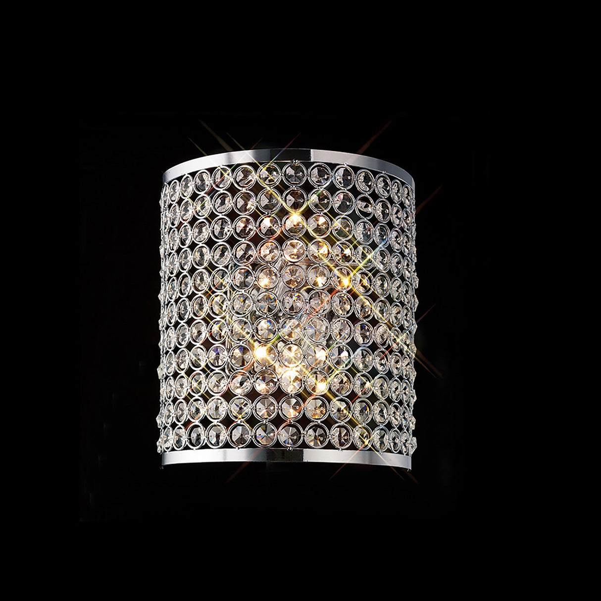 Ava Rectangle 2 Light Crystal Wall Light - Chrome