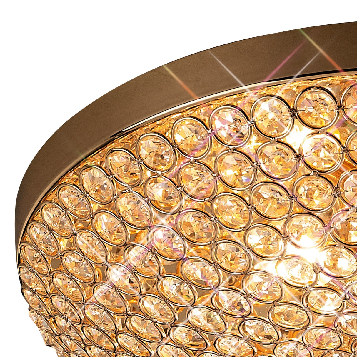 Ava 4 Light Crystal Flush Ceiling Light - French Gold