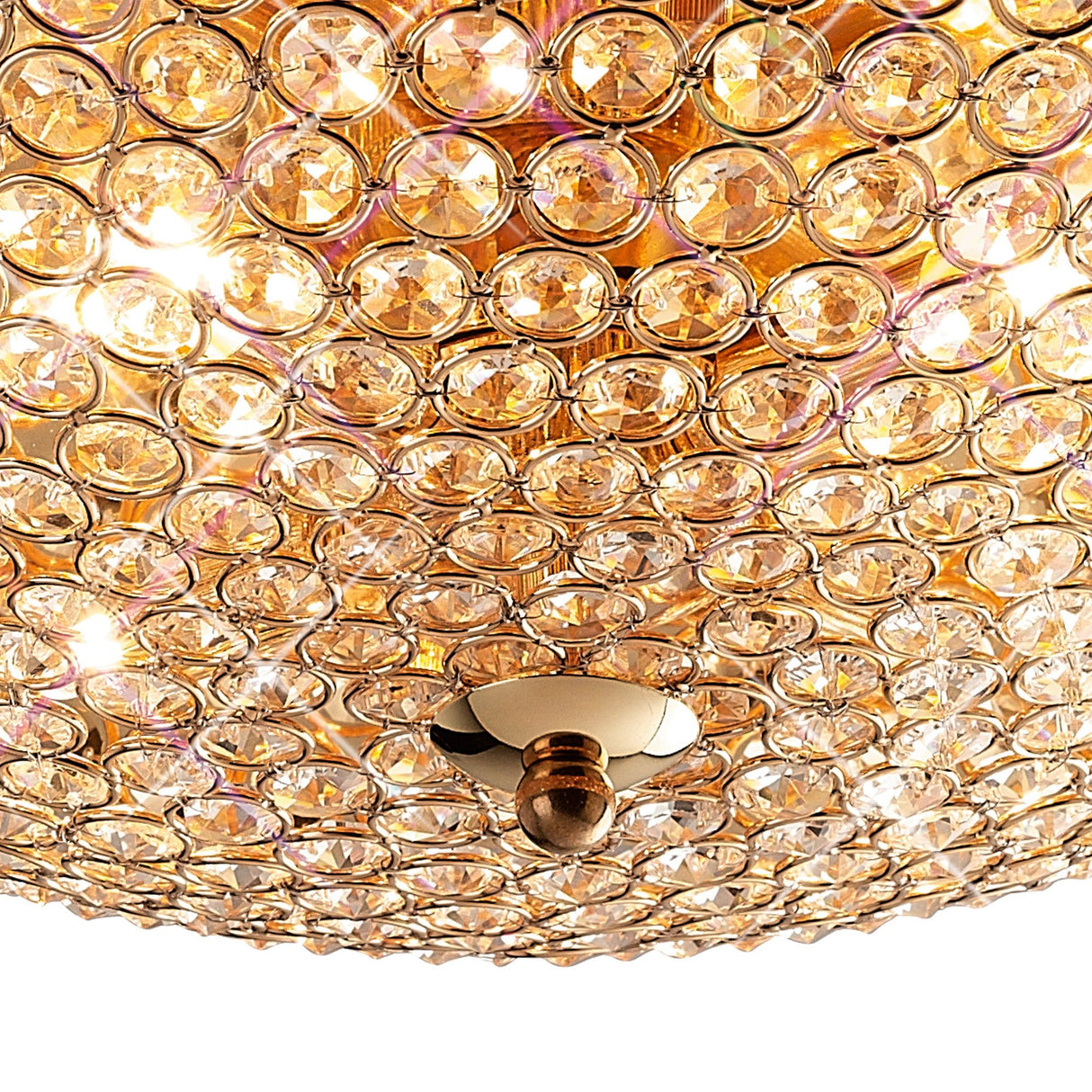 Ava 4 Light Crystal Flush Ceiling Light - French Gold