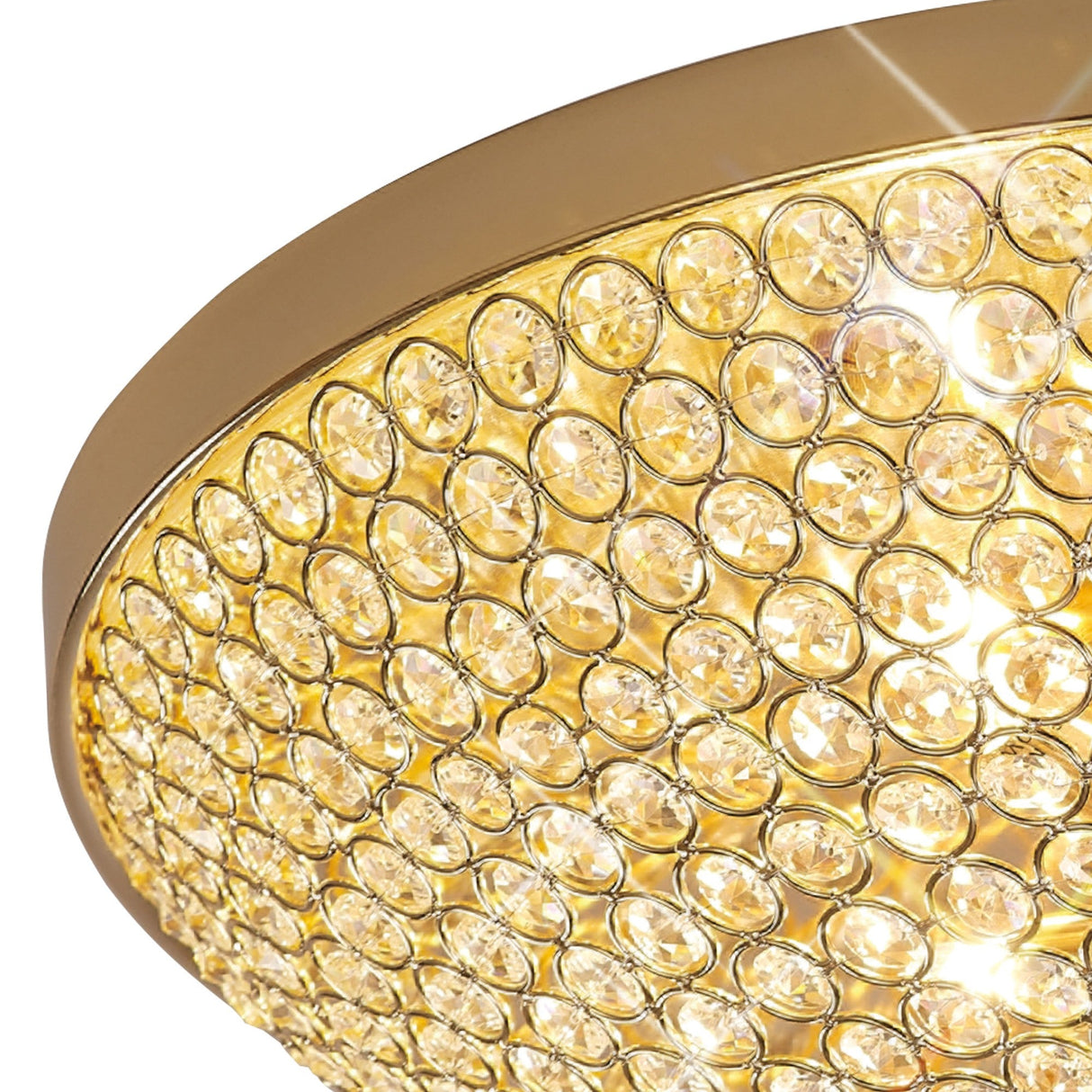 Ava 6 Light Crystal Flush Ceiling Light - French Gold