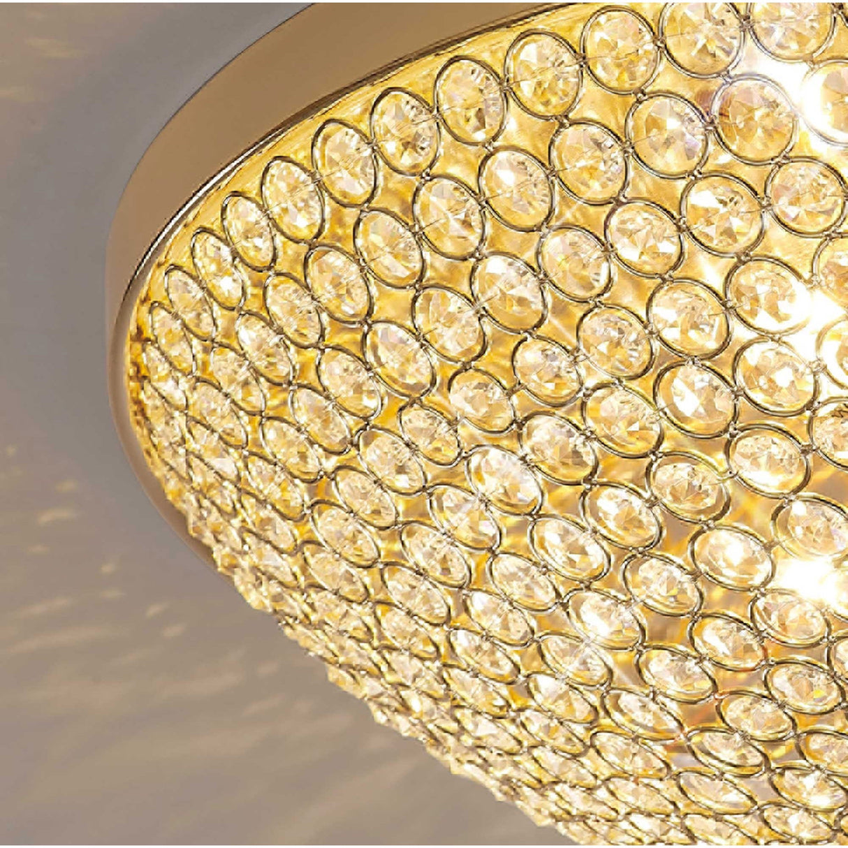 Ava 6 Light Crystal Flush Ceiling Light - French Gold