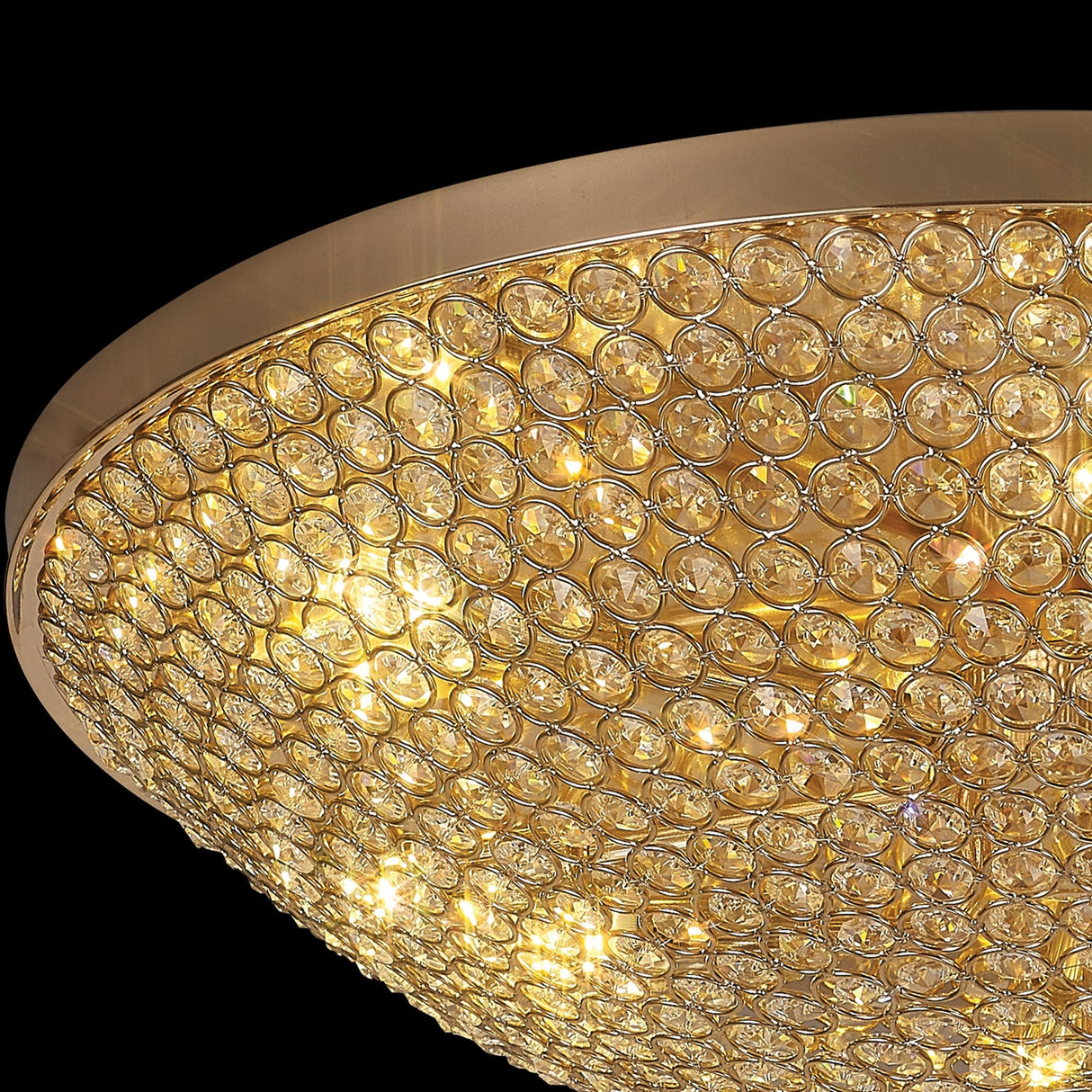 Ava 9 Light Crystal Flush Ceiling Light - French Gold