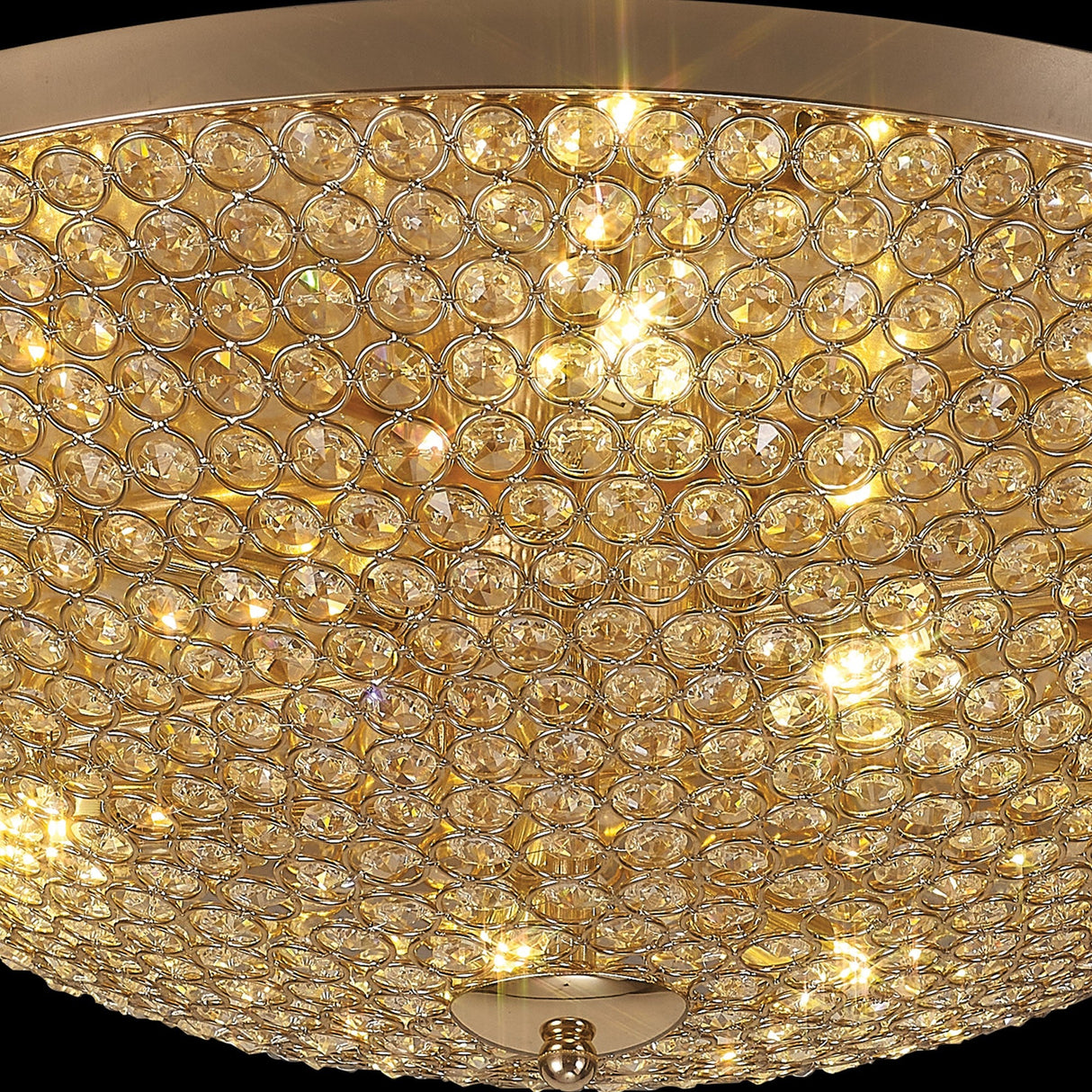 Ava 9 Light Crystal Flush Ceiling Light - French Gold