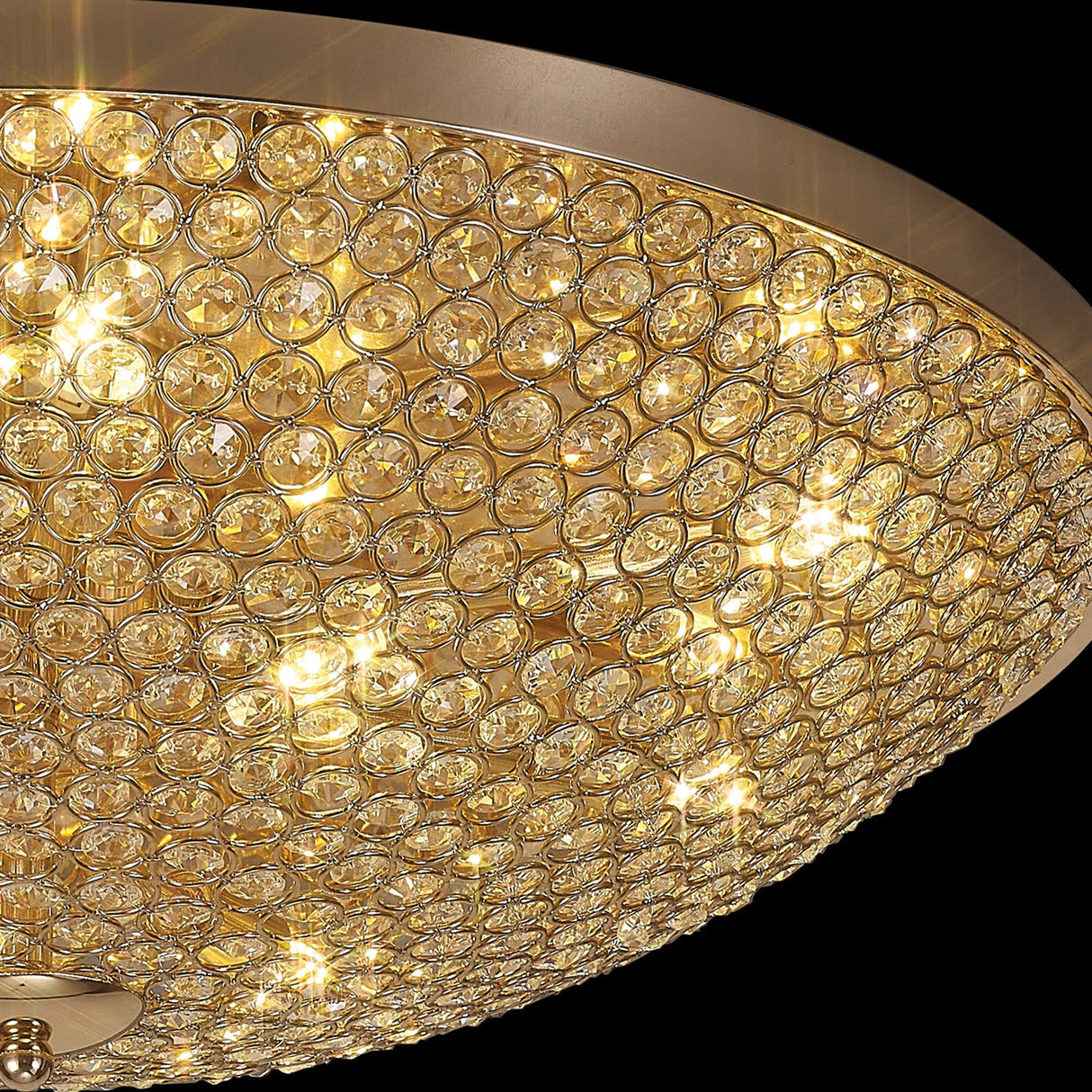 Ava 9 Light Crystal Flush Ceiling Light - French Gold
