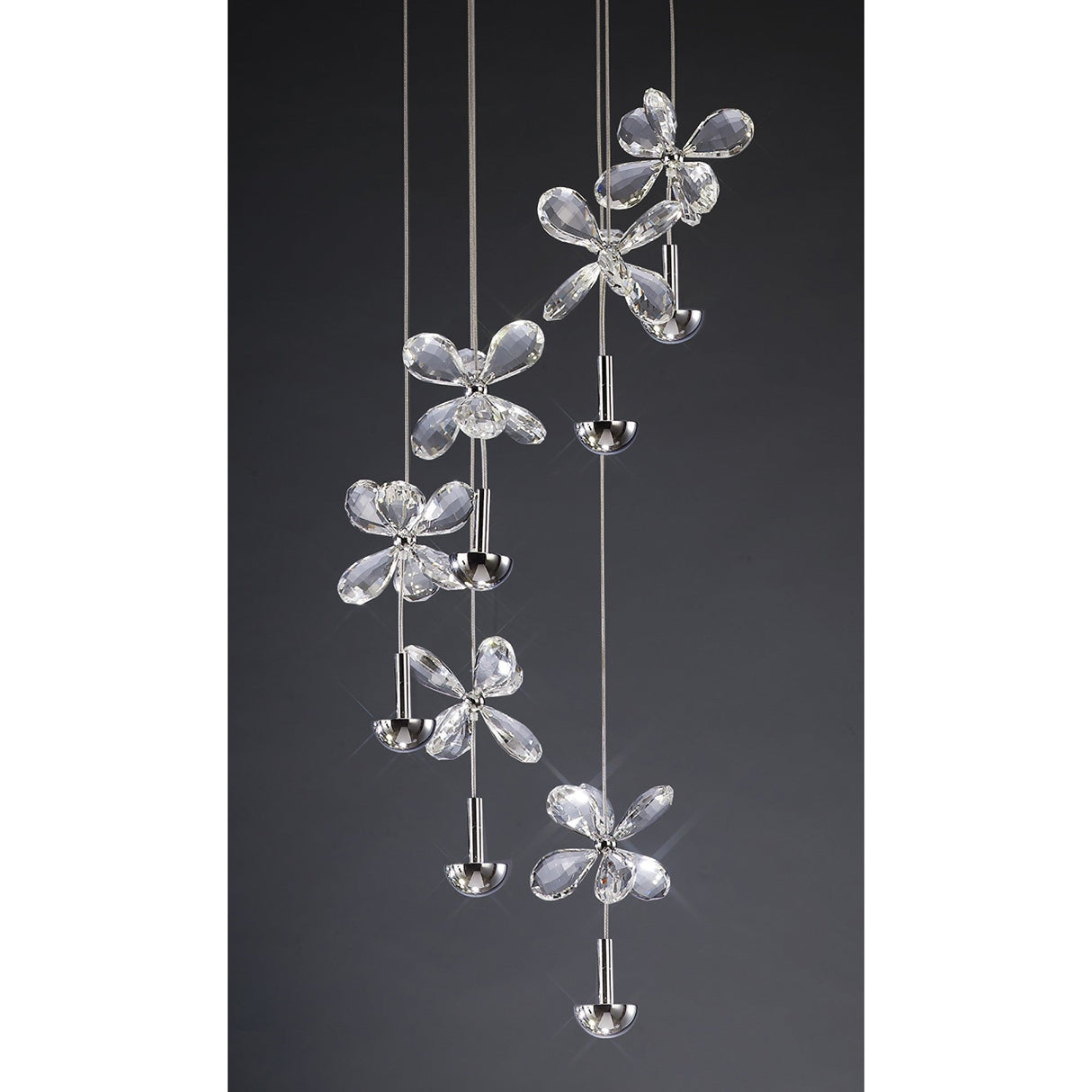 Aviva 6 Light LED Crystal Cluster Pendant Light 4000K - Polished Chrome