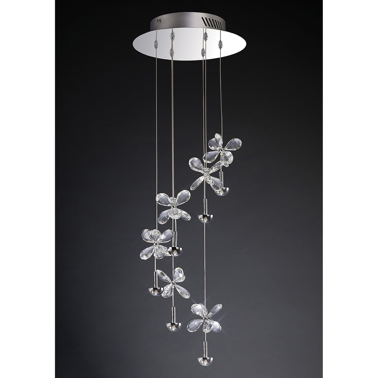 Aviva 6 Light LED Crystal Cluster Pendant Light 4000K - Polished Chrome