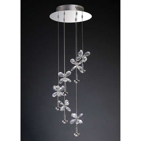 Aviva 6 Light LED Crystal Cluster Pendant Light 4000K - Polished Chrome