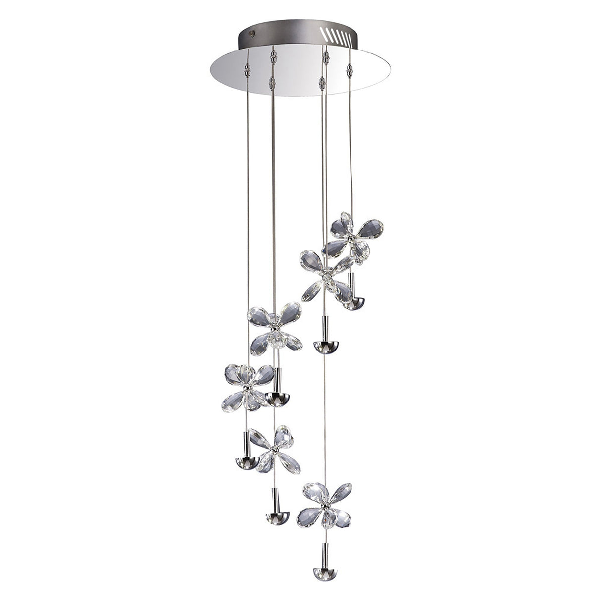 Aviva 6 Light LED Crystal Cluster Pendant Light 4000K - Polished Chrome