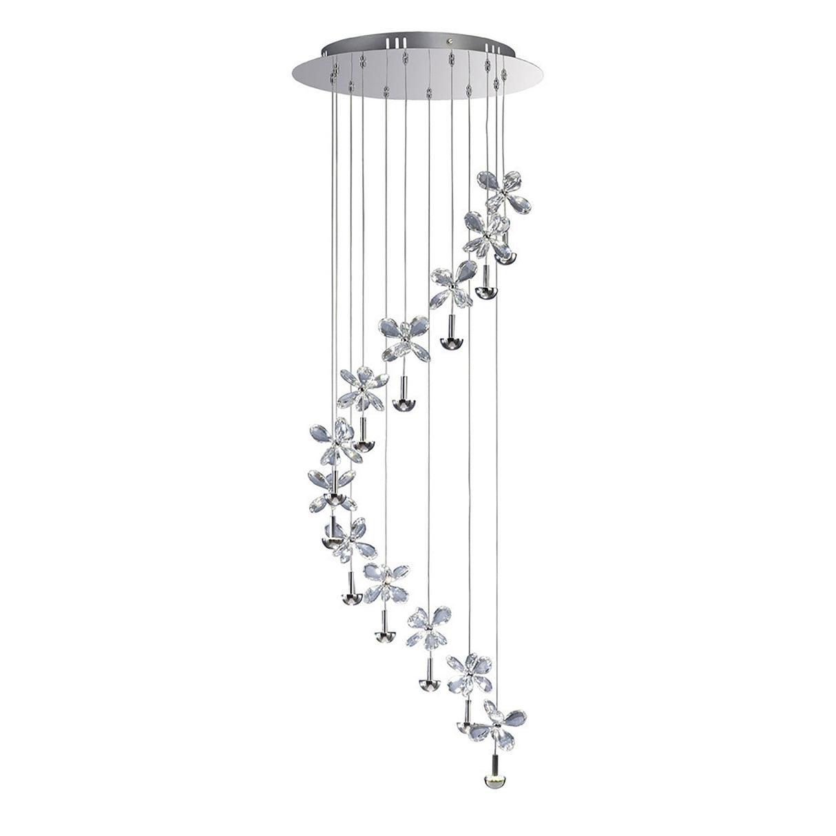 Aviva 12 Light LED Crystal Cluster Pendant Light 4000K - Polished Chrome