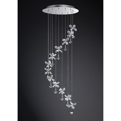 Aviva 12 Light LED Crystal Cluster Pendant Light 4000K - Polished Chrome
