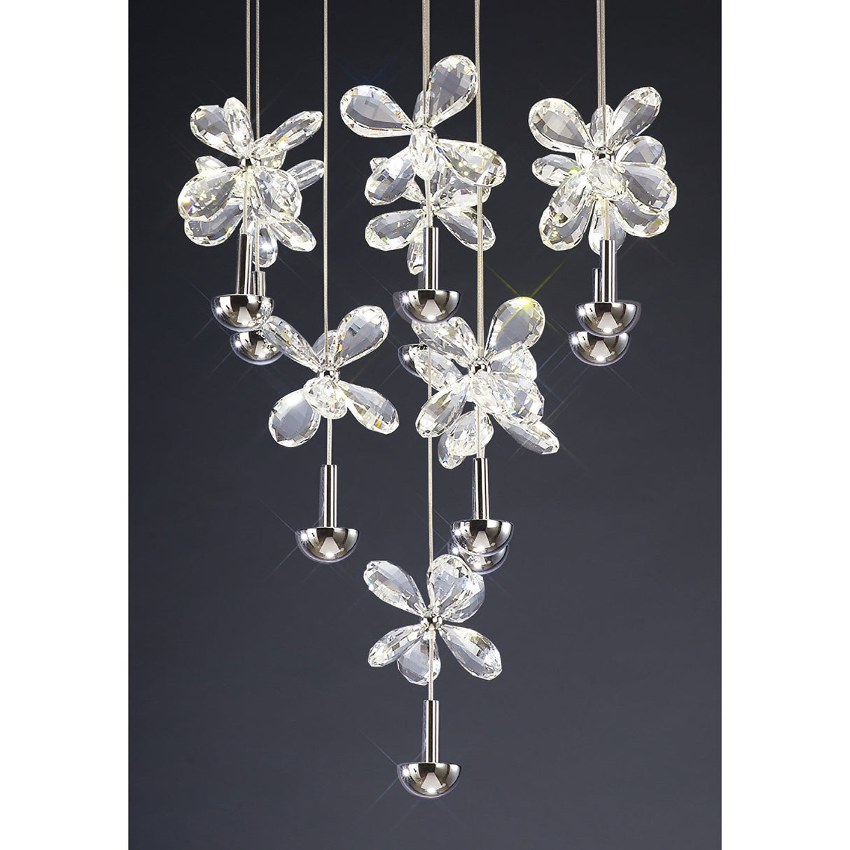 Aviva 10 Light LED Crystal Cluster Pendant Light 4000K - Polished Chrome