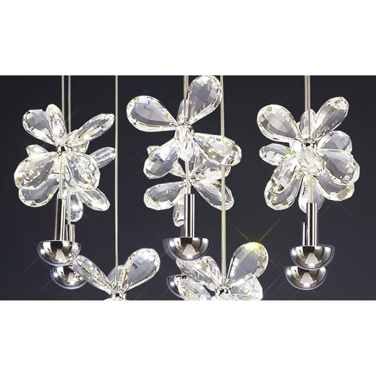 Aviva 10 Light LED Crystal Cluster Pendant Light 4000K - Polished Chrome