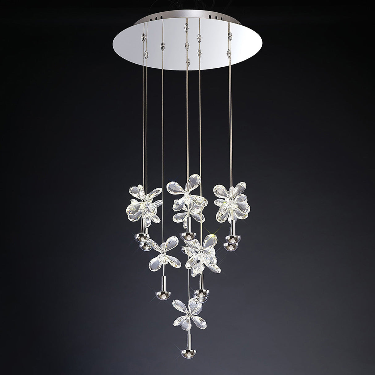 Aviva 10 Light LED Crystal Cluster Pendant Light 4000K - Polished Chrome